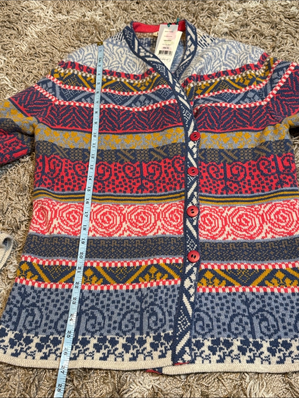 NWT IVKO Multicolor Jacquard Button Cardigan Sweater Runs Small size EU 42 - Picture 15 of 16